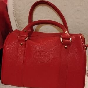 Terzetto Red Pebbled Double Handle Satchel